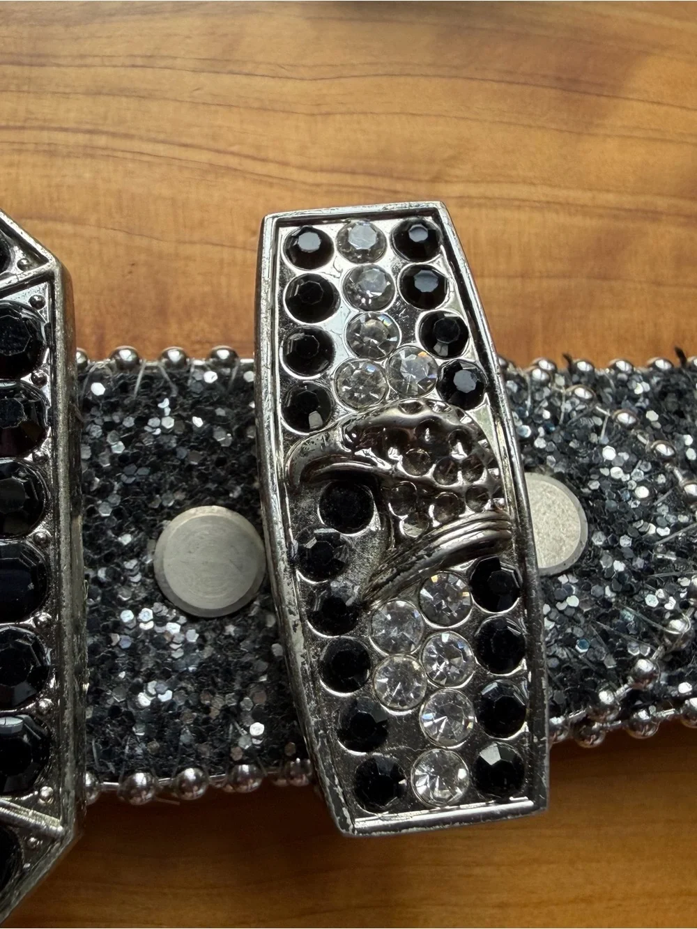 Embellished Black Crystal Men's Western Belt